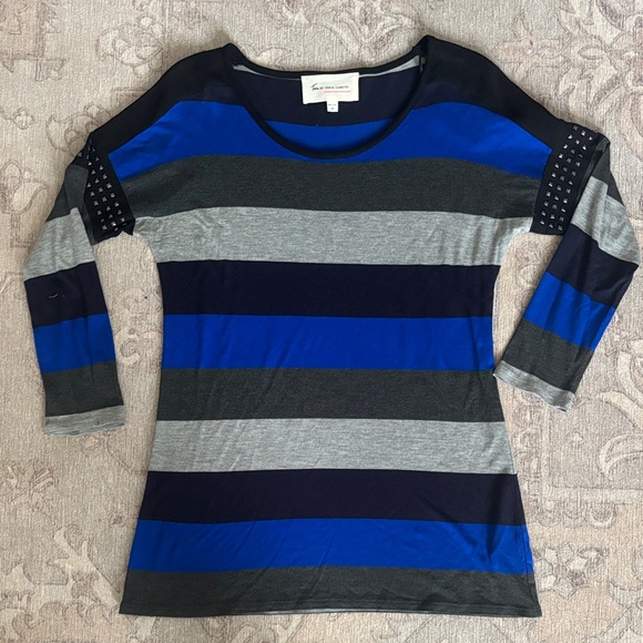 Vince Camuto Tops - Vince Camuto Blue, Gray & Black Striped Long Sleeve Top